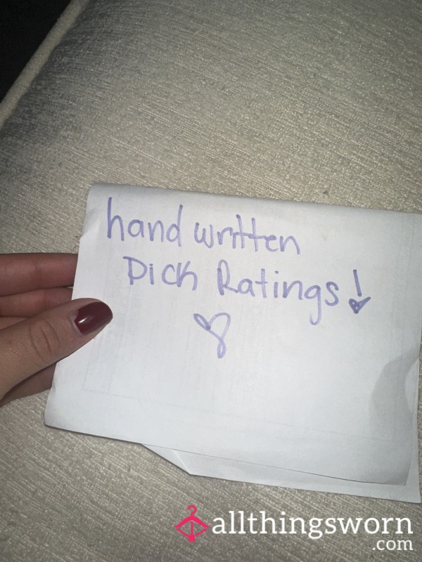 Handwritten D*ck Ratings