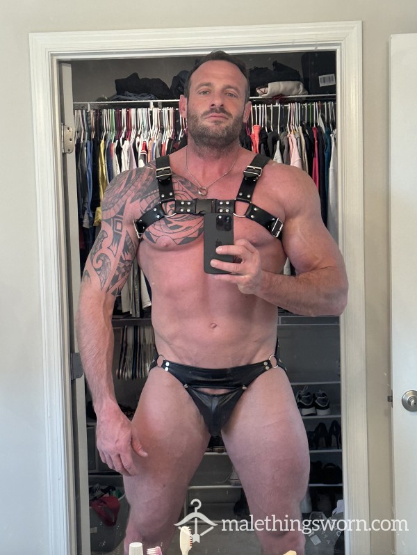 Harness And Fake Leather Jockstrap