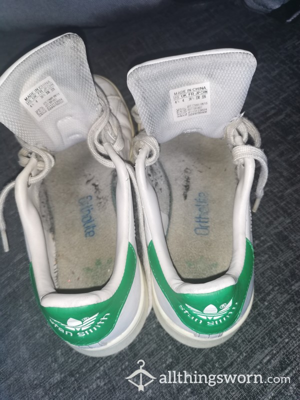 Heavily Worn Adidas White Trainers