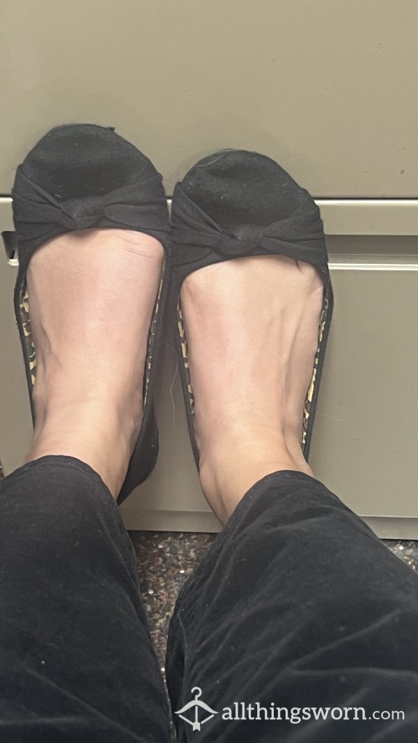 Heavily Worn Black Work Flats