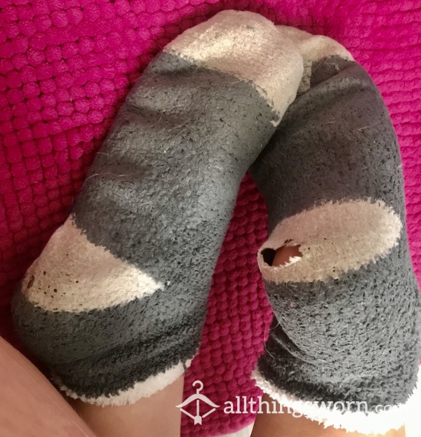 Holey Grail Fuzzy Gray Socks - 48 Hrs