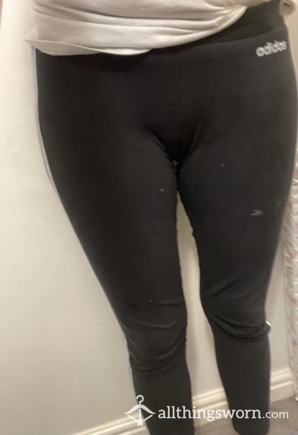 Holey Worn Black Adidas Gym Leggings