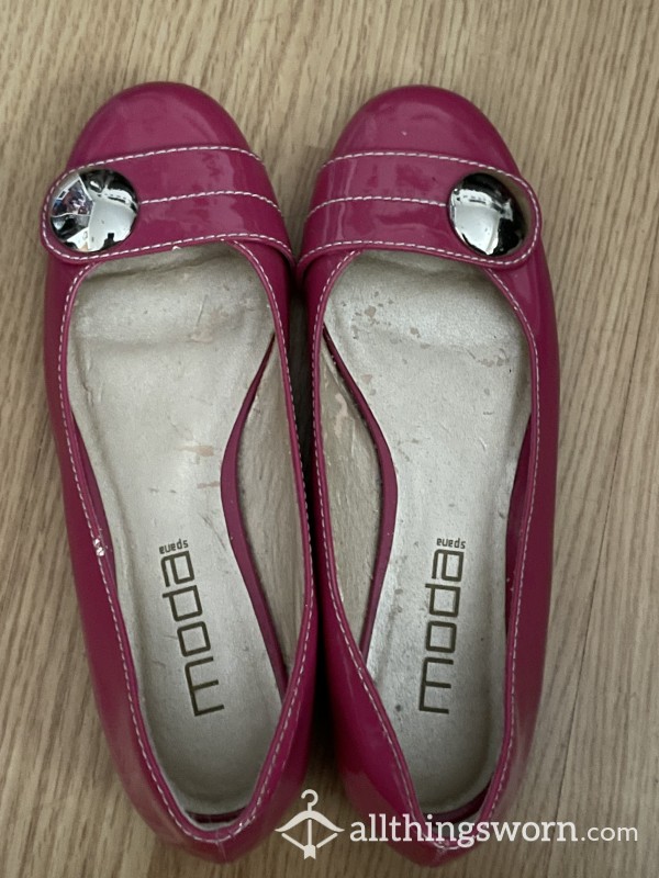 Hot Pink Heavily Worn Flats