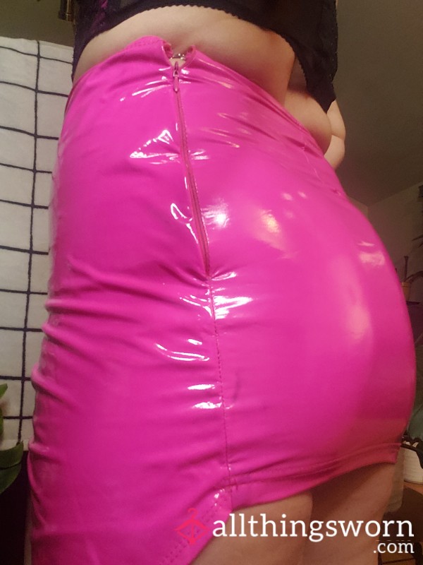 Hot Pink Shiny MINI Skirt Size M