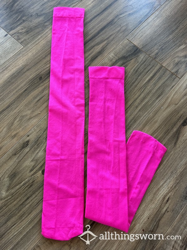 Hot Pink Thigh High Nylon Stocking Socks🌸💕