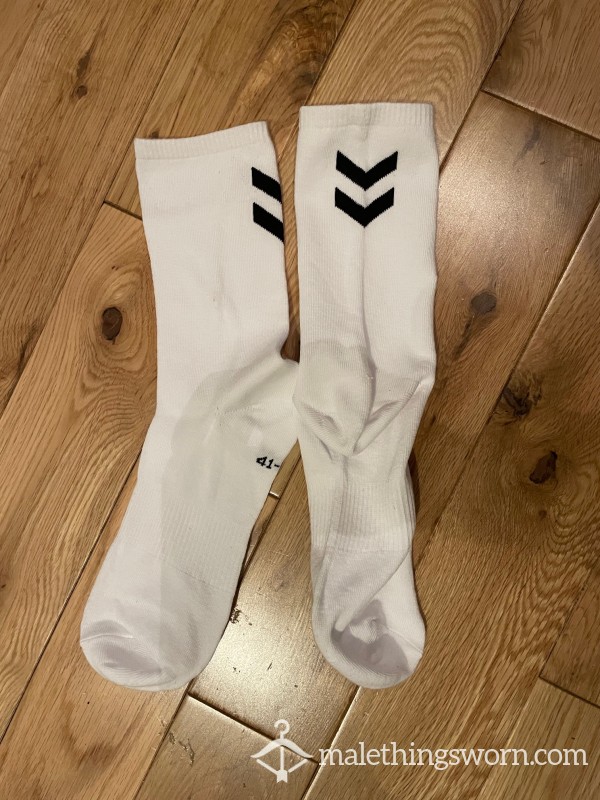 Hummel Thin White Calf Socks With Black Chevron Logo Chav! Wanna Sniff?