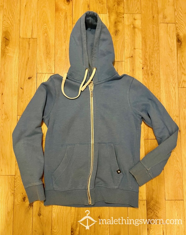 Jack & Jones Worn Blue Zip Up Hoodie Top Sweatshirt (S) - Surround Your Self In My Man Smell