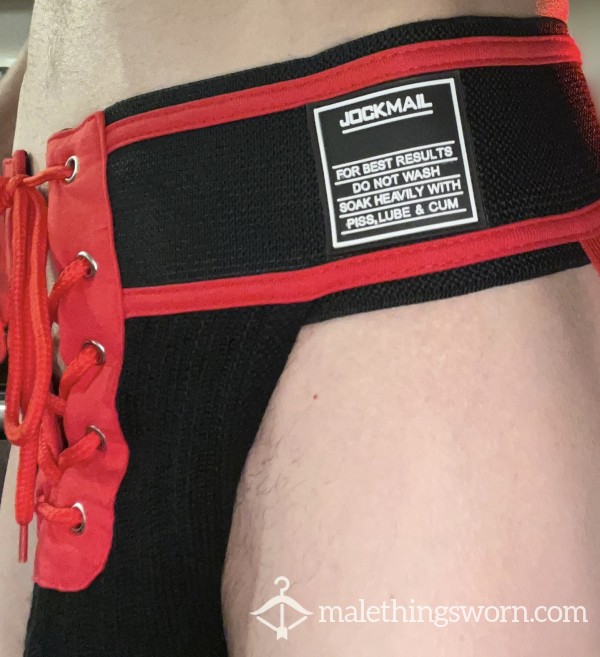 Jockmail Jockstrap (Black N Red) 🏒🥅