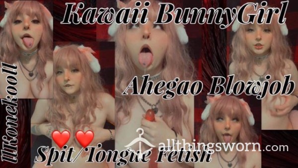 Kawaii BunnyGirl Sloppy Ahegao Bl** Job POV, Wet And Messy