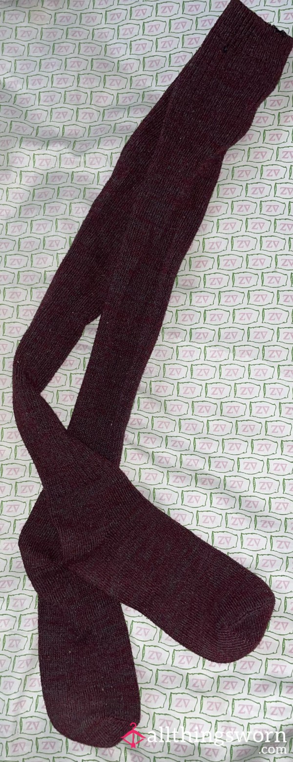 Knee High Burgundy Socks