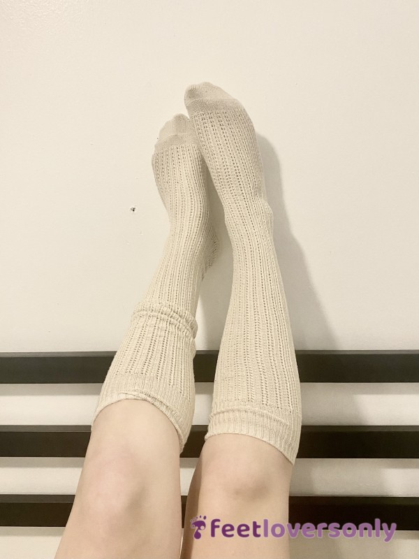 Knee High 🔥Cream Socks 👢