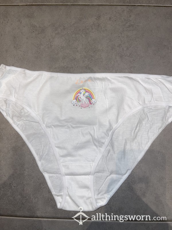 Ladies Size Large White Unicorn Panties