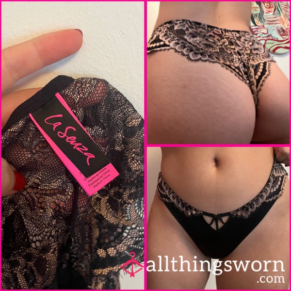 LaSenza Pink Tag Black Lace Cheeky Panties