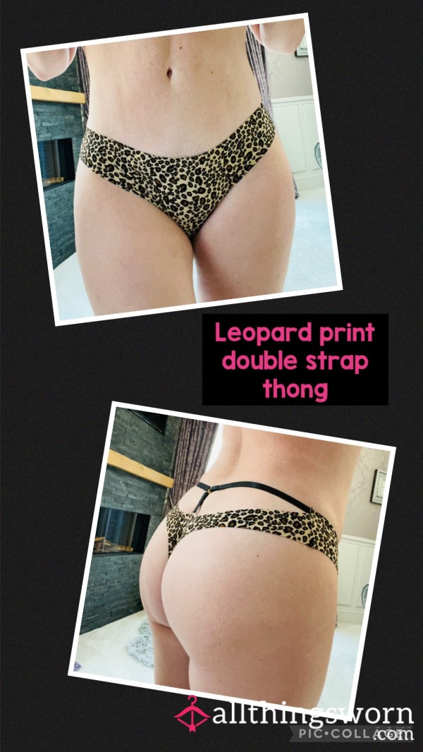 Leopard Print Double Strap Thong