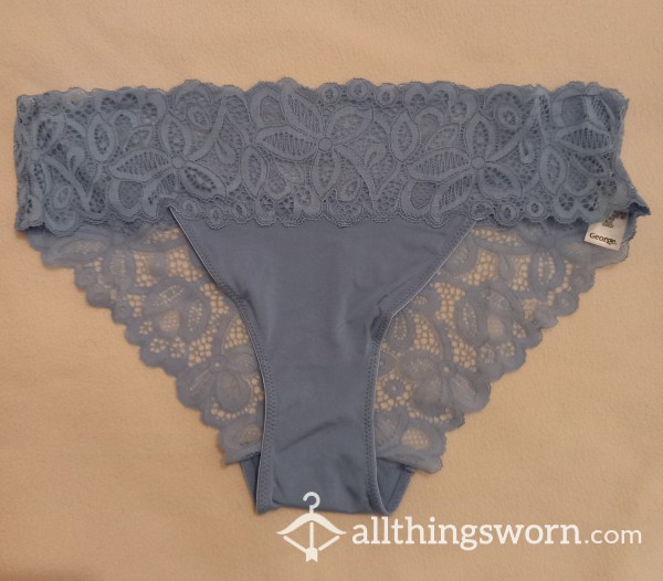 Light Blue Brazilian Lace And Satin Panties