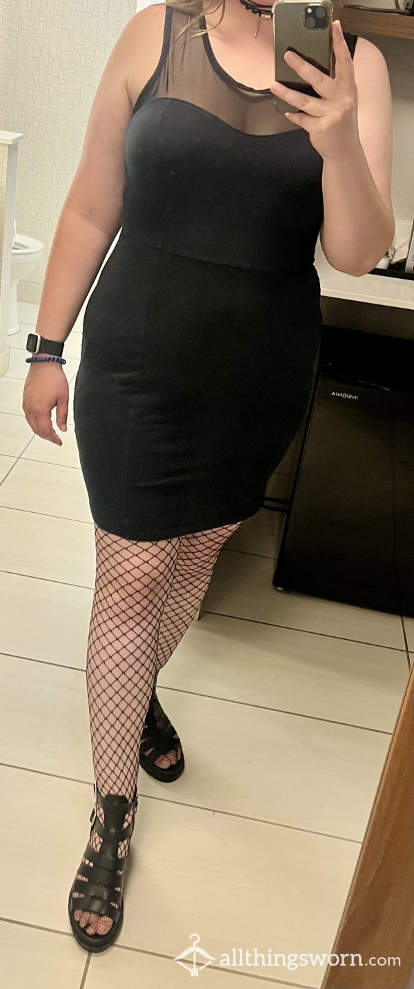 Little Black Dress With Mesh Detail