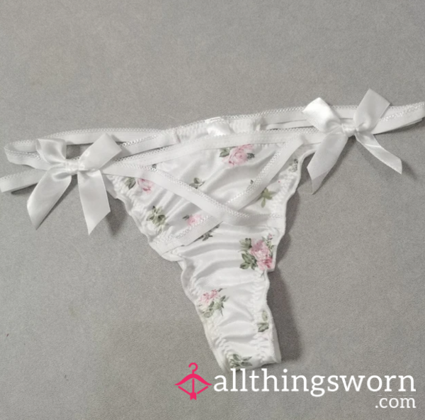 4 Day Worn Little White Vintage Frilly Panties, Women's Panties For Sale, White Panties For Sale.