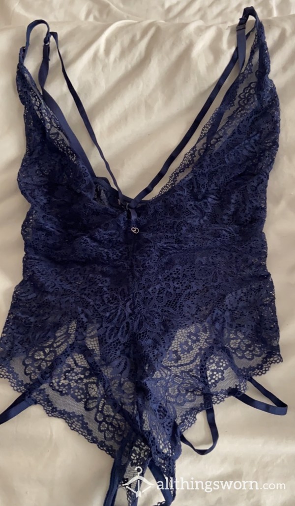 Love Honey Blue Crotchless Lace Body