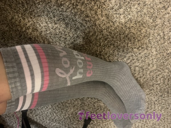 Love Hope Cure Knee High Grey Socks