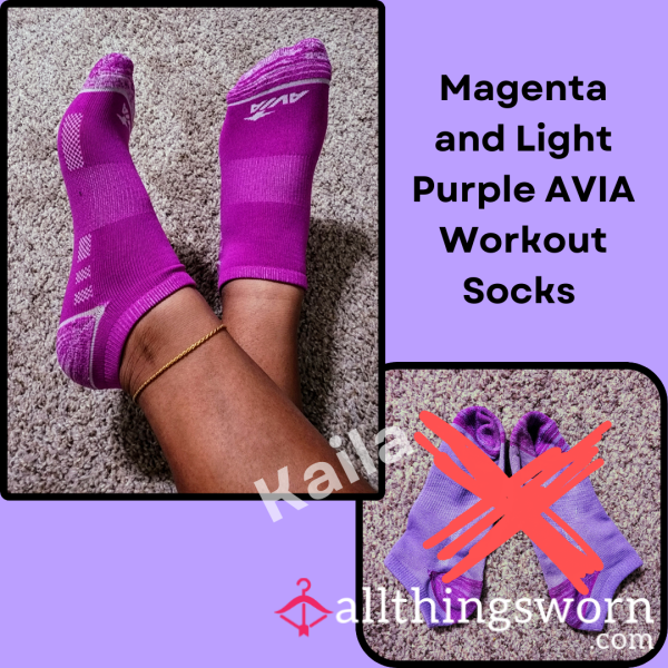 Magenta And Light Purple AVIA Workout Socks