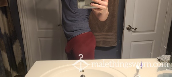 Maroon Underwear, Worn Alot Has Some Thigh Holes