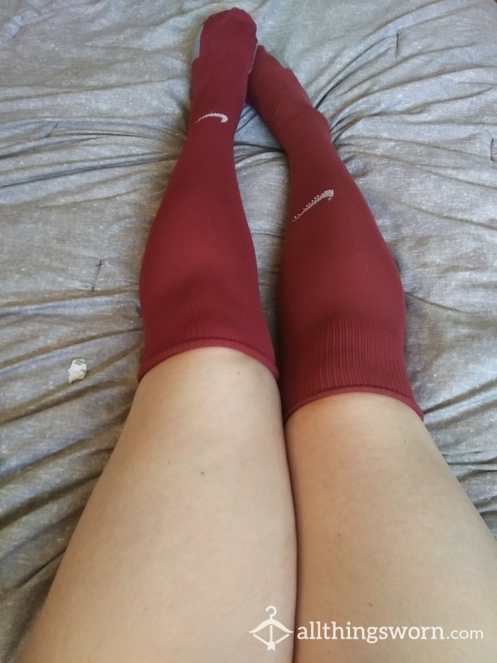 Maroon&Grey Knee Highs