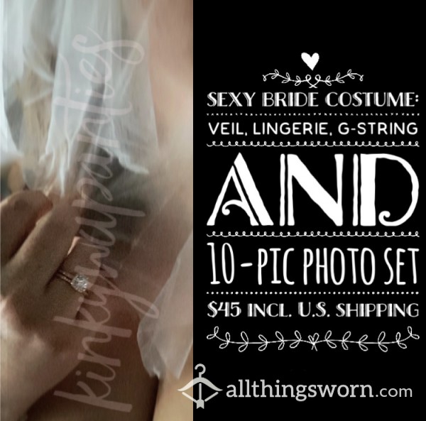 I Do 💋 S**y Bride Lingerie Costume & Photo Set - Includes 2-day Wear G-string!