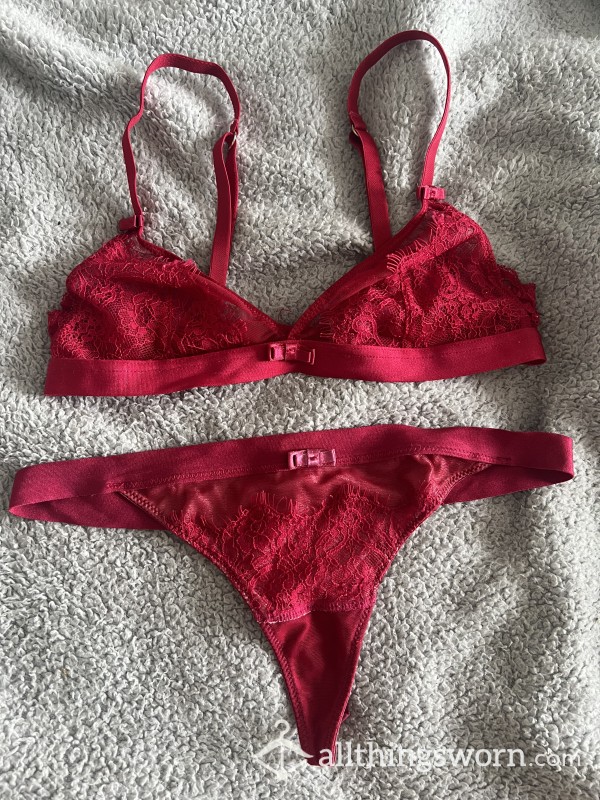 Matching Red Bra & Thong Set