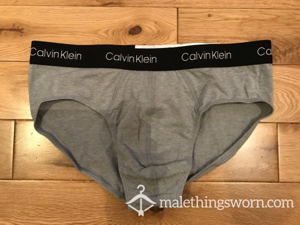 SOLD - Men’s Calvin Klein Grey Briefs (M) Ready To Be Customised For You!