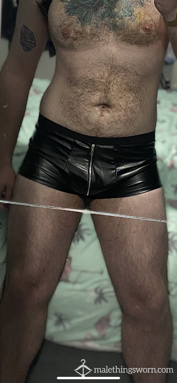 Mens Pleather Zip Boxers