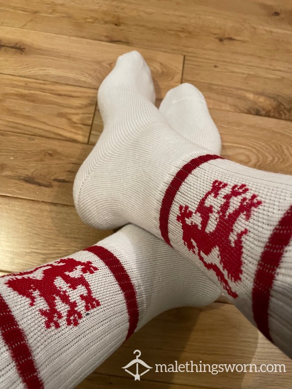 Men's Pringle White Sports Crew Socks Red Lion Logo - Wanna Sniff?