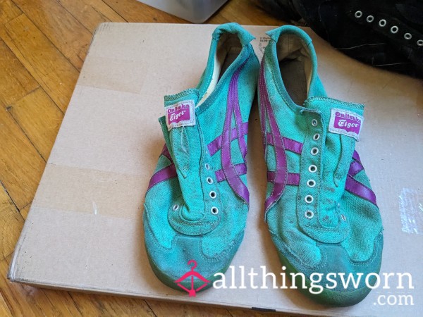 Mint Green And Magenta Onitsuka Tiger Slip-ons