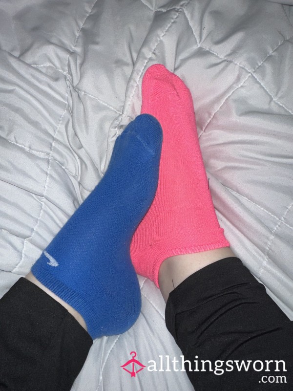 Mismatched Pink And Blue Socks (goth Girl)