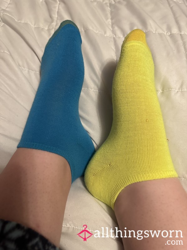 Mismatched, Yellow, And Blue Socks (goth Girl)