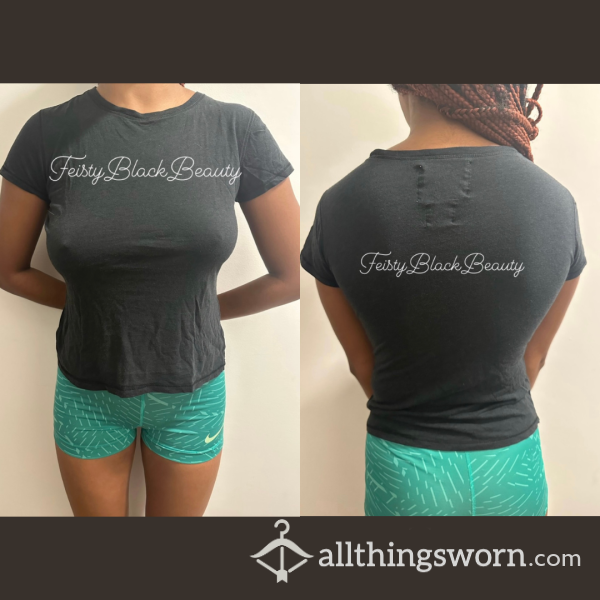 👚 M/S Black T Shirt 👚 (Ebony, Hairy, Slim, Curvy, Goddess, Domme, Shirt, Small, Medium, T Shirt, Well Worn, Sweaty)