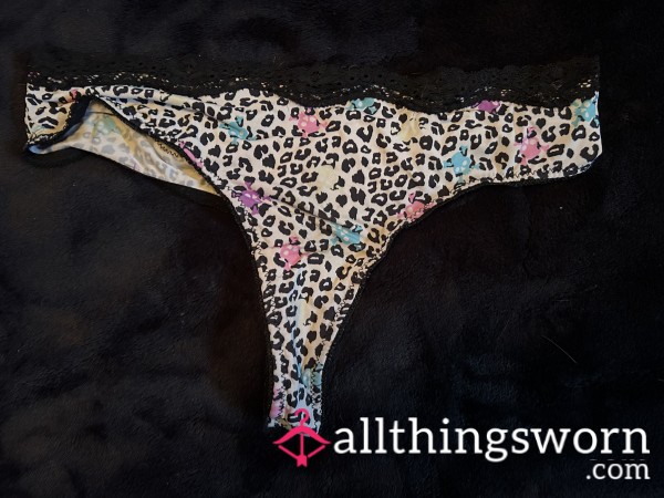 Multicolored Leopard Print Thong