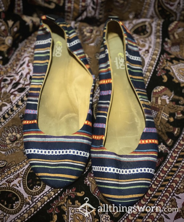 Multicolored Striped Flats Sz 11