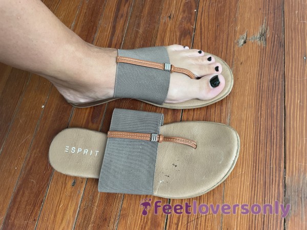 Mushroom And Brown Flip Flops