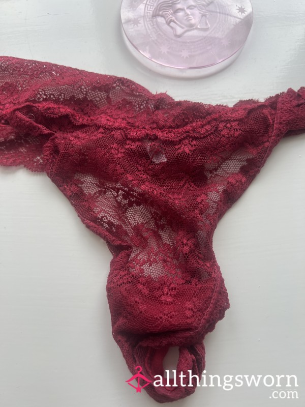 My S**y Deep Red Lacy Thong