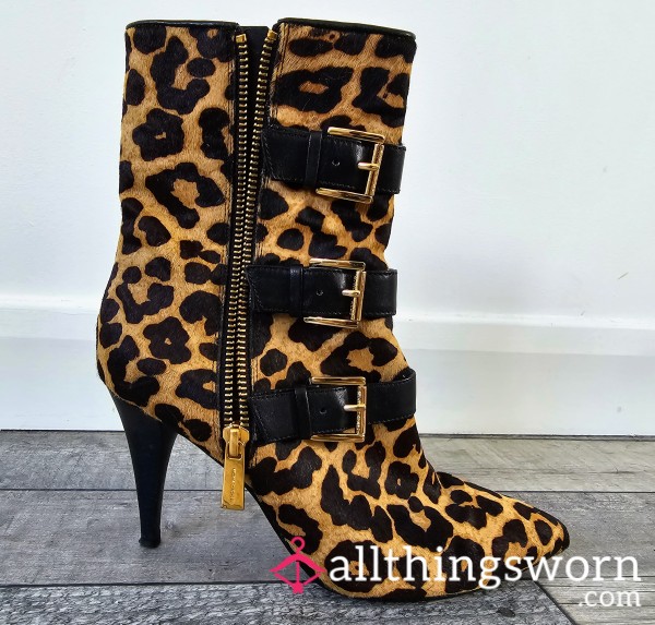 My Well Worn S**y Leopard Print Boots For You Foot Fet**h Slaves, Lovely Amount Of Wear And Smell