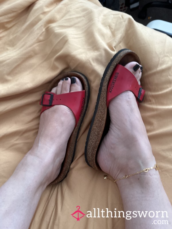 My Worn Red Patent Leather Strap Birkenstock