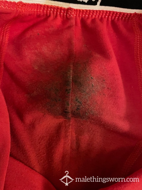 Nasty Stinky Boxers 4 Weeks Worn With C*m & Pi*s Drops, Money Clothing Red Tight Fitting (S,)