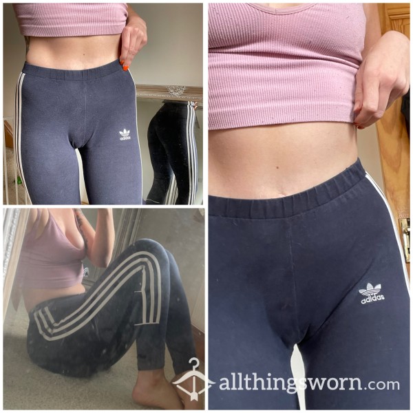 Navy And White Three Stripe Adidas Leggings 😍