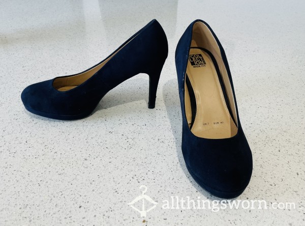 Navy Suede High Heels