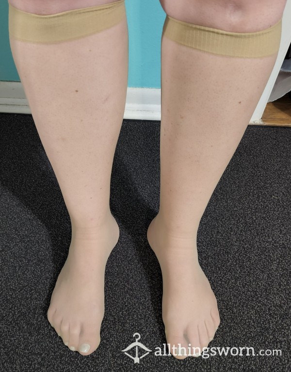 Nude 100% Nylon Knee Highs