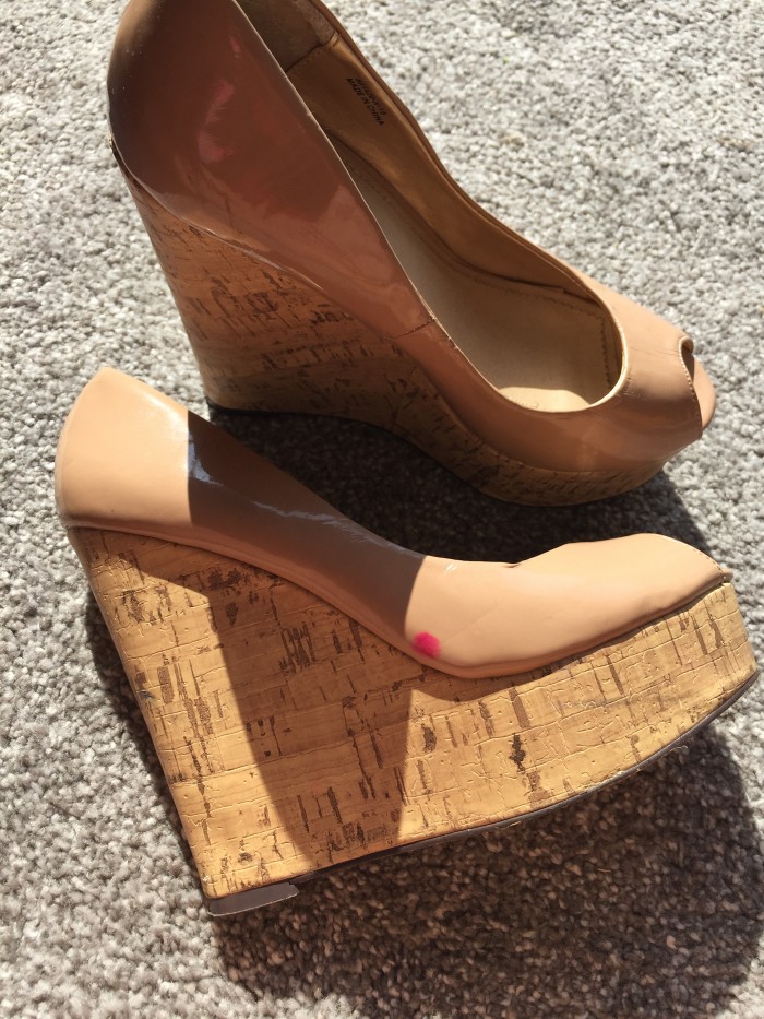 Nude P**p Toe Wedge Heels