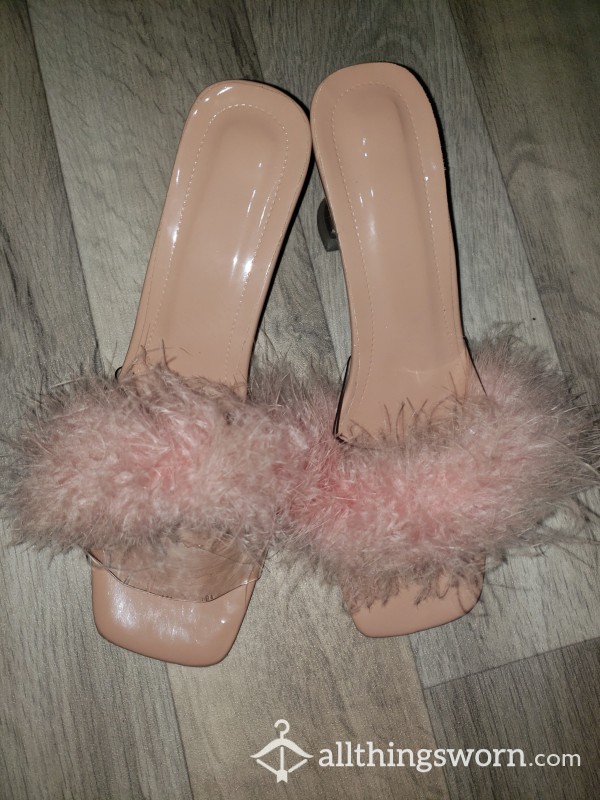 Nude Pink Kitten Heel Will Furry Trim