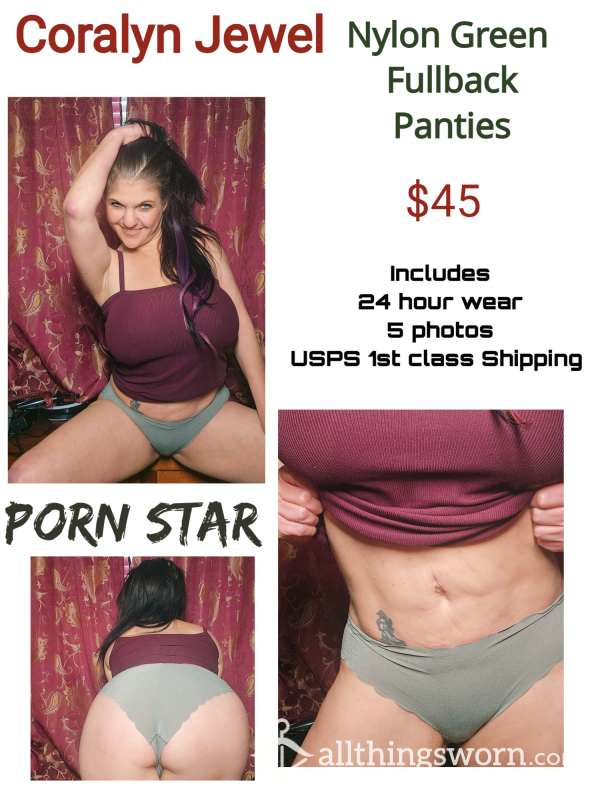 Nylon Green Full Back Panties 24 Hour Wear