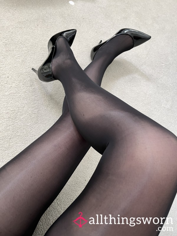 Oil Shine Black Tights