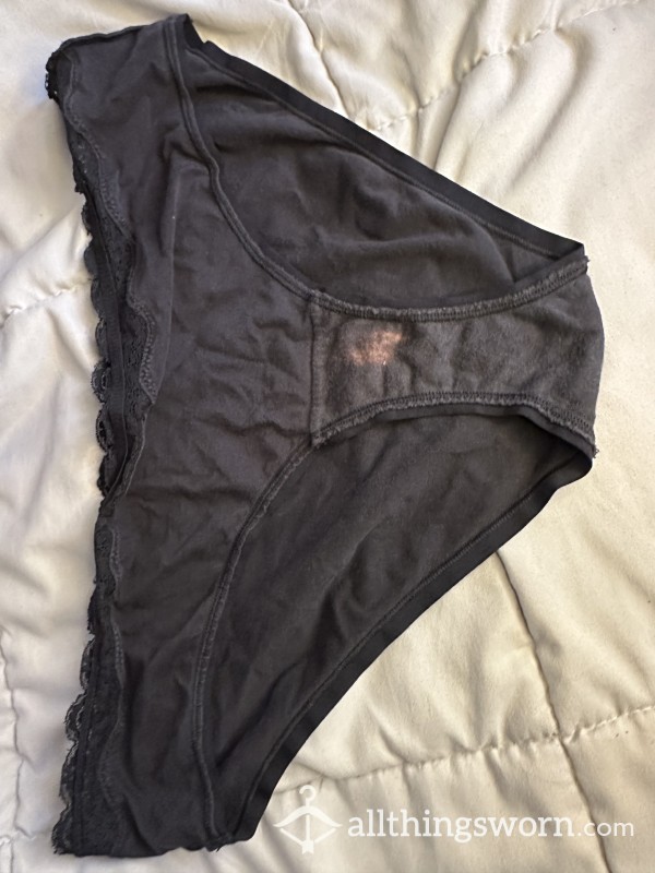 Old Black Well Worn Full Back Panties